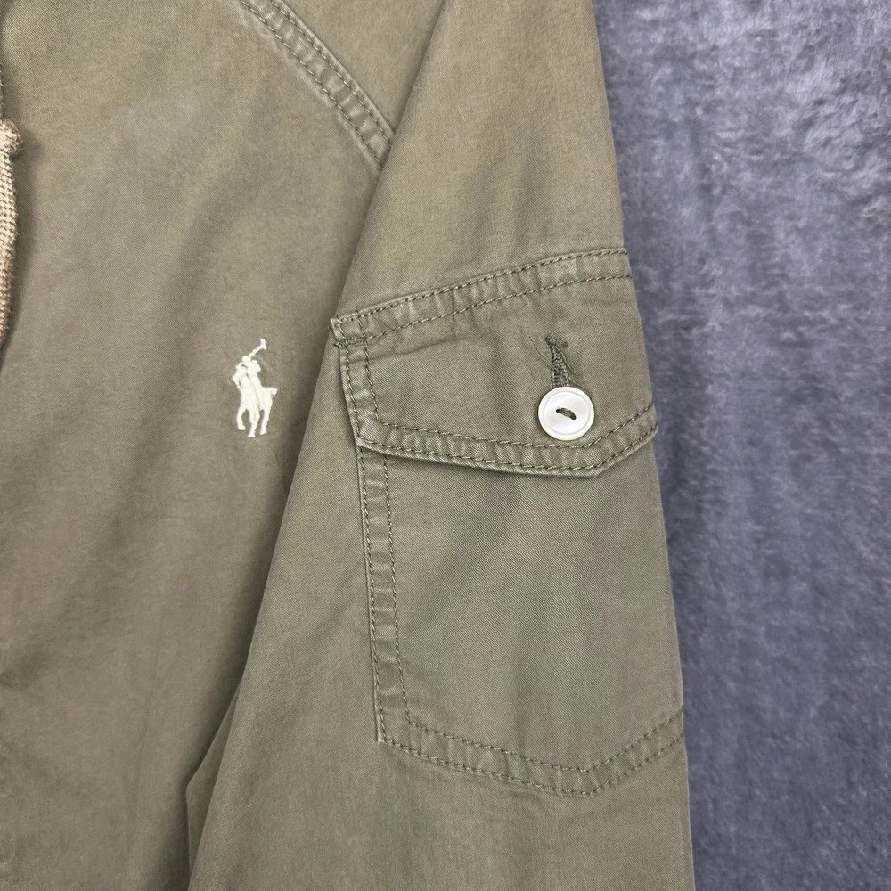Polo Ralph Lauren Utility Jacket Mens Large Army Green Hooded Full Zip Pony Logo